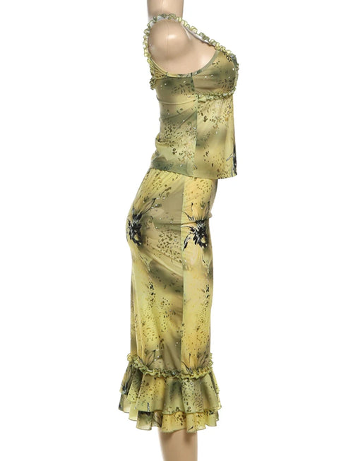 Floral Ruffle Camisole & Skirt Co-ord Set
