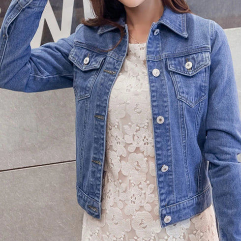 Women's Casual Denim Jacket for Spring and Autumn