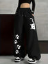 Women's Plus-Size Casual Cat Paw Print Sweatpants