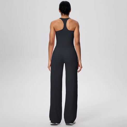 Backless Yoga Set with Wide Leg Pants