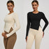 Long Sleeve O-Neck Yoga Top in Solid Colours