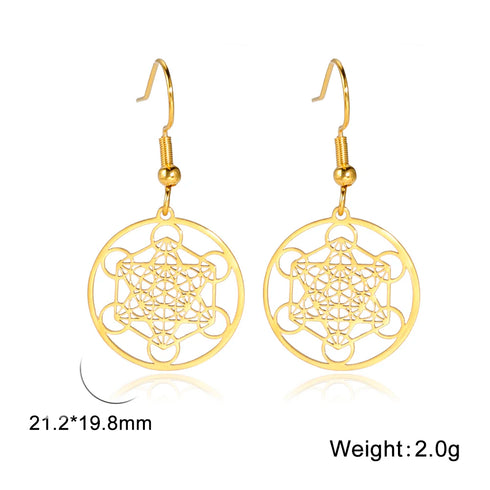 Skyrim Metatron Cube Dangle Earring Spiritual Jewelry for Women