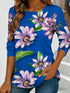 Women's Floral Print Long-Sleeved Loose-Fit Top