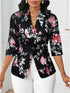 Floral Printed Autumn Blazer with Three Quarter Sleeves