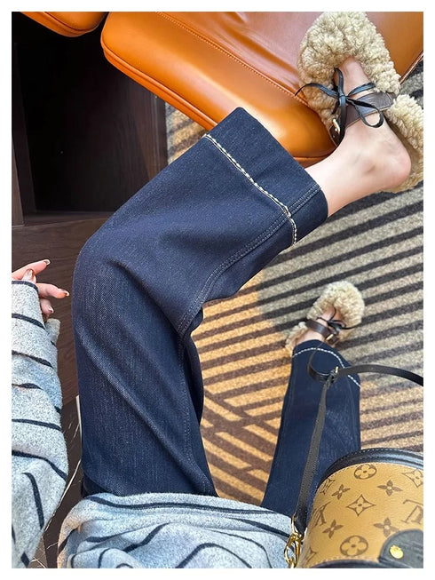 Women's Plus Size Straight-Leg Jeans in Navy Blue