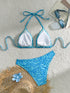 Blue Striped Adjustable Halterneck Bikini