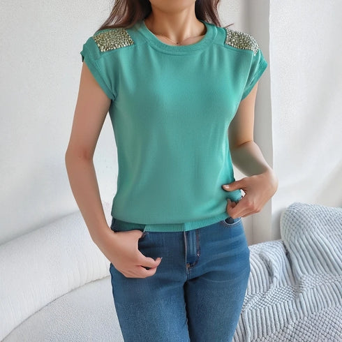 Women's Vintage Sleeveless Pearl Detail Cami Top