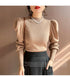 Slim Fit Turtleneck Sweater with Puff Sleeves