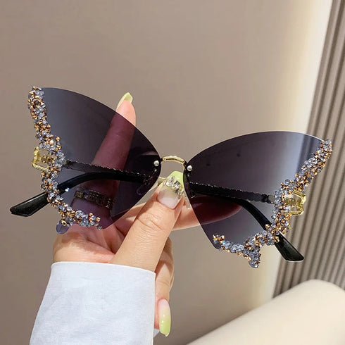 Diamond Butterfly Sunglasses with UV400 Protection