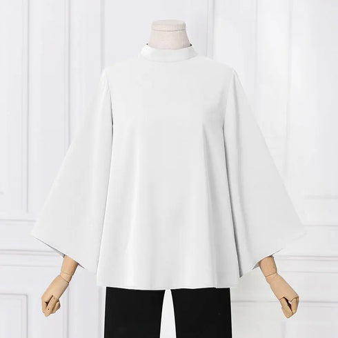 VONDA Women Fashion Blouse 2024 Elegant Autumn Tunic Tops Casual Stand Collar 3/4 Flare Sleeve Office Shirts Oversized Blusas