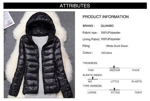 Women’s Lightweight Hooded Puffer Jacket in 15 Colours