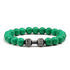 Natural Volcanic Stone Bracelet Men Matte Black Lava White Beads Fitness Jewelry