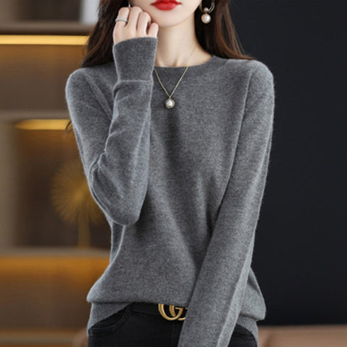 Women's O-Neck Casual Knit Pullover Sweater