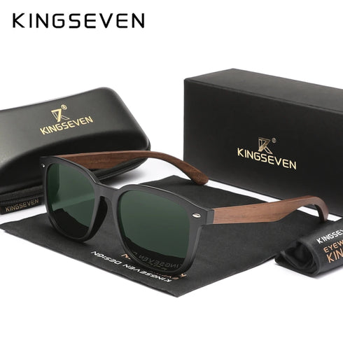 KINGSEVEN Wooden Cat Eye Sunglasses with Polarized UV400 Lenses