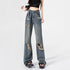 Chic Blue High Waist Loose Flare Jeans