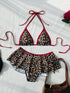Leopard Print Bikini Set with Thong Skirt