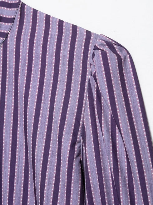 Elegant Purple Plaid Ruffled Blouse for Women