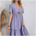 Women’s Summer Peplum V-Neck Ruffle Dress