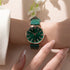 Luxury Ladies Diamond Roman Design Quartz Watch - Green Strap