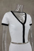 Elegant White Pleated Skirt Set with Short Sleeve Top