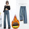 Women's Thick Fleece Straight Jeans - Casual Velvet Denim