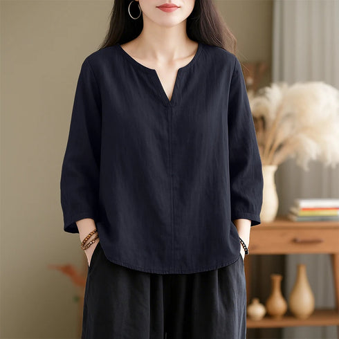 2025 ZANZEA Autumn Blouse Women V Neck Long Sleeve Tops Casual Solid Loose Shirt Female OL Work Blouses Retro Tunic Blusas Mujer