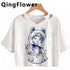 Kawaii Anime Cartoon Tee for Women - V-Neck Short Sleeve Top