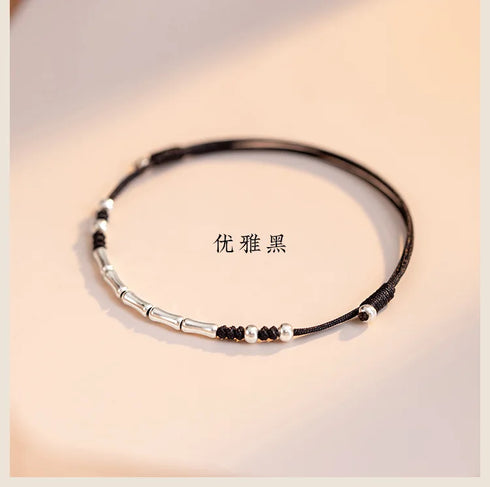 Lucky Bamboo Handmade Braided Red String Bracelet for Protection Adjustable Gift for Couples and Friends