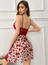 Lace Stitching Heart Bow Print Mesh Nightdress