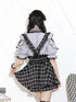Noemi Inspired Ruffle Bow Top - Japanese Dark Femme Off-Shoulder Blouse, Lace Trim Bell Sleeve Shirt for Yami Kawaii & Lolita
