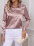 Elegant Turn-down Collar Button-front Satin Long Sleeve Women's Shirt for Daily Commute And Business Casual Wear