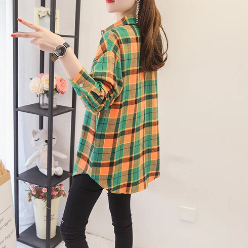 Casual Women's Flannel Plaid Shirt - Autumn Collection