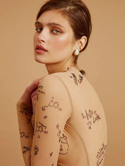 Slim Fit Long-Sleeved Bodysuit in Khaki