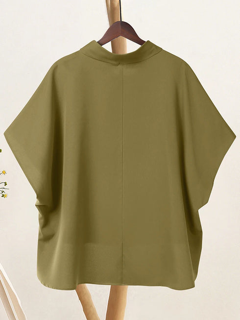 2025 ZANZEA Stylish Office Shirt Women Blouse Chic Pile Collar Half Sleeve Solid Tops Female OL Work Blusas Mujer Loose Chemise