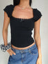 Y2K Vintage Baby Tee with Lace Trim - Summer Crop Top