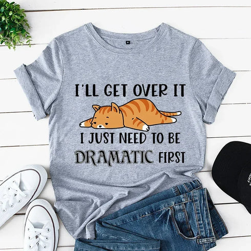 Whimsical Sleepy Ginger Cat Graphic Tee for Women