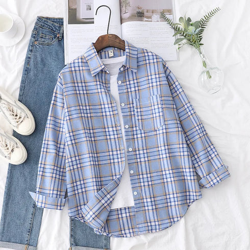Casual Women's Flannel Plaid Shirt - Autumn Collection