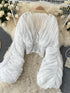 Elegant V-Neck Puff Sleeve Chiffon Blouse