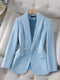 Casual Slim Fit Blazer in Blue for Women