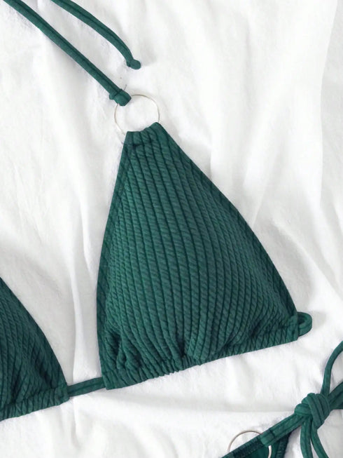 Dark Green Camisole Bikini Set for Women
