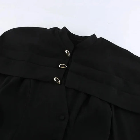 Elegant Black Blazer with Gold Buttons