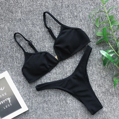 Women's V-Neck Push Up Bikini Set