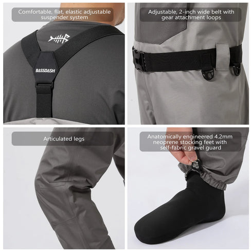 BASSDASH Lightweight Breathable Fishing Waders for Men