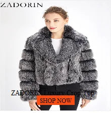 Elegant Faux Fur Coat in Black and White for Women