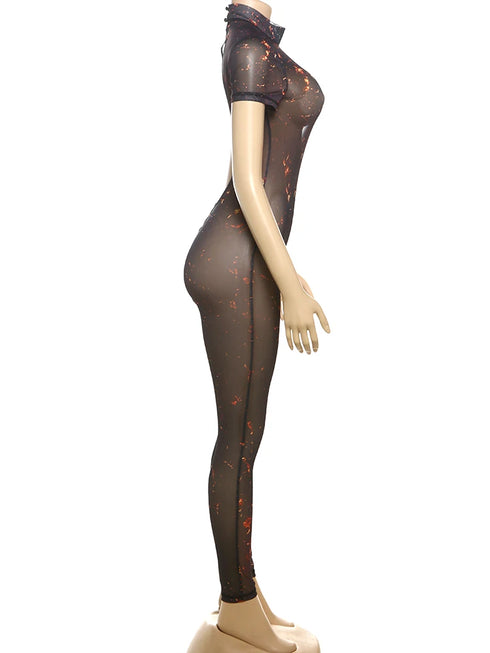 Colorful Print Backless Jumpsuit for Women