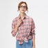 Plaid Flannel Shirt for Women - Casual Long Sleeve Top