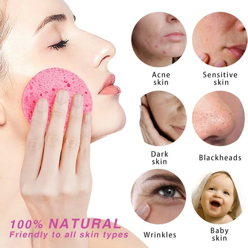 Compress Face Wash Puff - Natural Wood Pulp Sponge