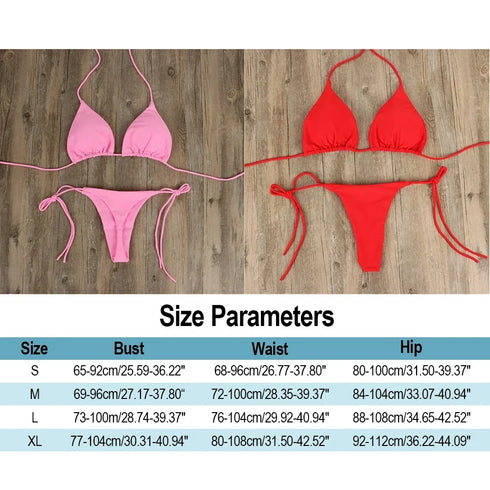 Adjustable Lace-Up Triangle Bikini in Multiple Colours