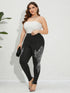 Plus Size High-Stretch Leggings with Rhinestone Wings