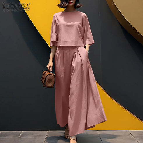 ZANZEA Women's 2 Piece Autumn Co-ord Set